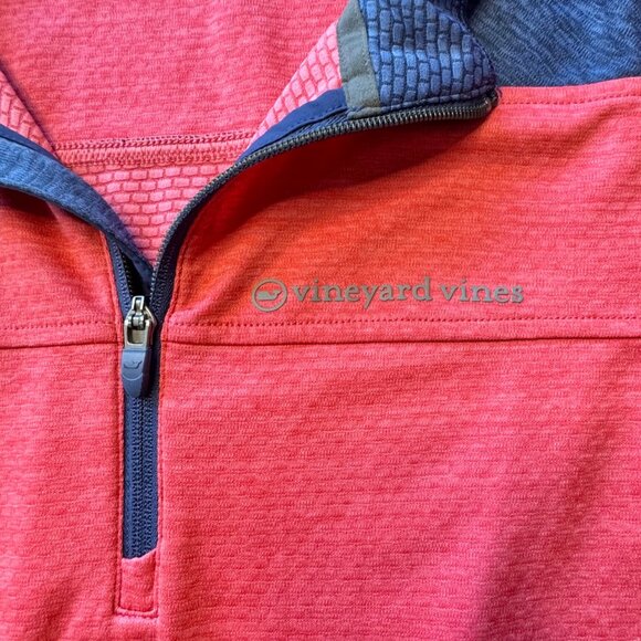 VINEYARD VINES Quarter Zip Pullover Boys 16 L Large Performance Red Blue Sankaty - Picture 4 of 7